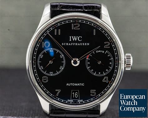 iwc 5001-09|IWC Portuguese Automatic Black Dial Black Leather .